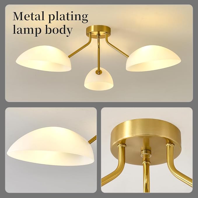 31.5”Gold-Plated Modern Ceiling Light Chandelier Light Fixture for Bedroom and Living Room Ceiling - Adjustable Light and Color with Acrylic lampshade - Sputnik Ceiling Light