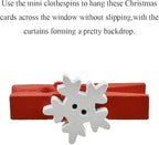 HAHIYO Mini Wooden Snowflake Clothespin Clip Christmas Photo Paper Holders 1.38inch Tight Clamp Not Fray Rope Post Notices Handy Read for Hanging Postcard Wedding Red 50PCS