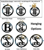 Initial Decor for Double Doors, Metal ACM Initial Sign for Home, 18 inch Script Cursive Single Name Letter Circle Monogram Wreath Door Hanger Gift for Couple Anniversary, Wedding, Engagement