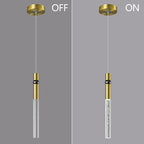 Pendant Lights Kitchen Island Light Fixtures Dimmable LED Modern Pendant Light with Bubble Crystal Pendant Lighting for Kitchen Bedroom Hallway Entryway (Gold 2-Pack)