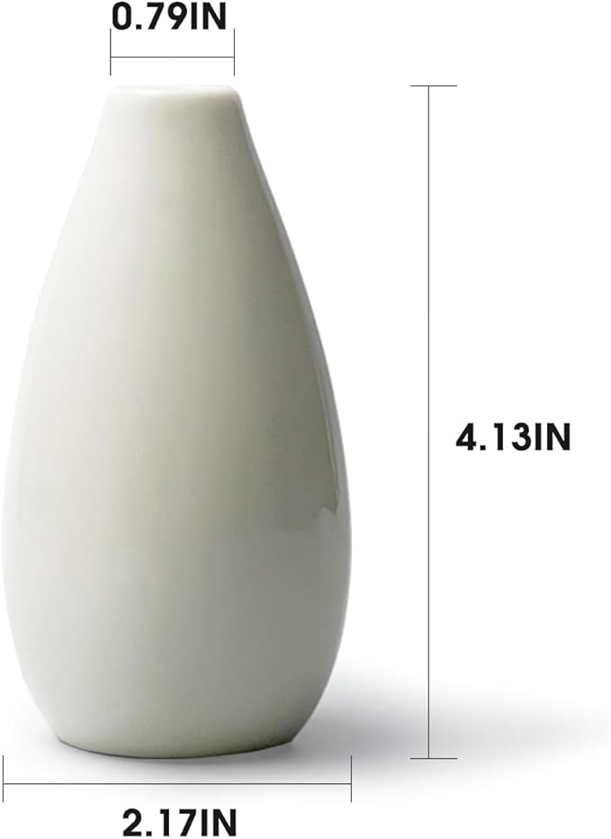 Modern Small Flower Vases 8 Pack - Ceramic, White