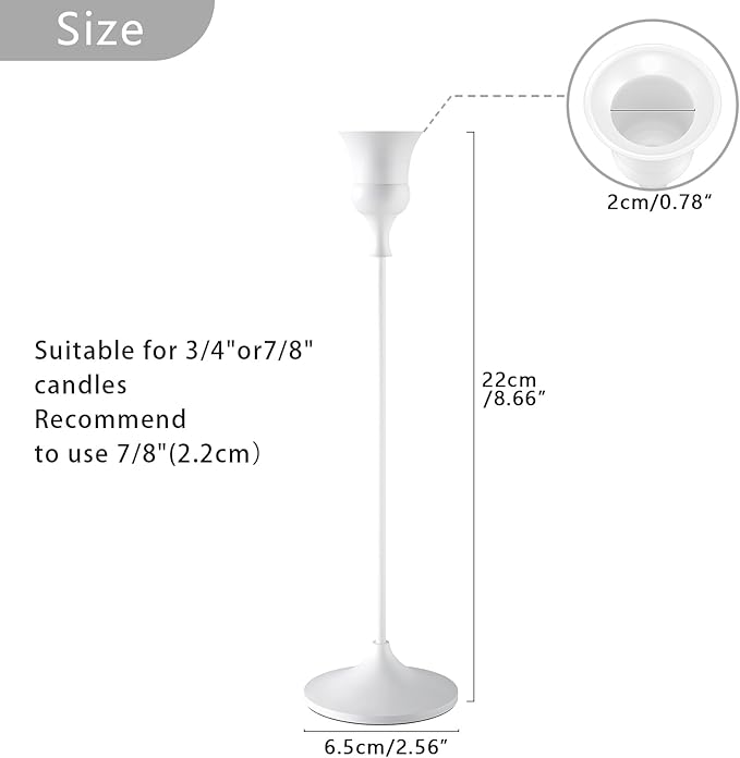 Candlestick Holders White, 1 Pack Taper Candle Holder for Candlesticks, Candle Sticks Holder Decor for Home Decor