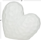 Deco 79 Porcelain Ceramic Heart Decorative Sculpture Dimensional Angled Origami Inspired Home Decor Statue, Accent Figurine 8" x 3" x 8", White