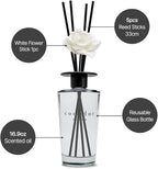 COCODOR White Flower Reed Diffuser / Garden Lavender / 1 Pack / Home & Office Decor Aromatherapy Diffuser Oil Gift Set / Large Size, Large Capacity, Big Size Diffuser, Black Edition/16.9Ounce(500 ml)