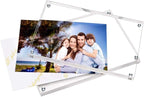 ILYXY 2 Pack Acrylic Frame 8x10, 20% Thicker, 24mm Thick Frameless Clear Picture Frame, Double Sided Magnetic Photo Frame, Free Standing Desktop Display Stand Acrylic Picture Frames