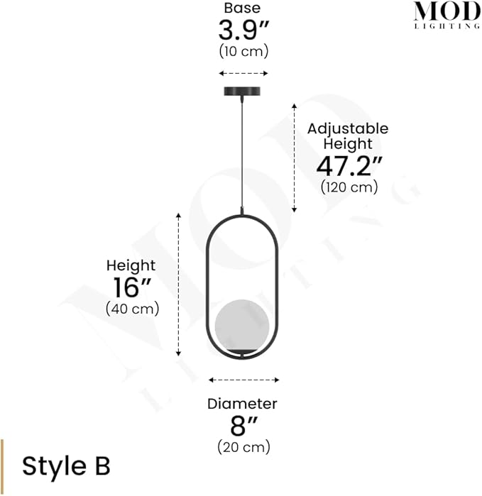 𝗠𝗢𝗗 𝗟𝗜𝗚𝗛𝗧𝗜𝗡𝗚 Jewels & Pearls | Modern Black Pendant Light Fixtures, Hanging Globe Pendant Lights for Kitchen Island Lighting, Dimmable LED Bulb Included, 1 Pack (Black | Warm White | Oval)
