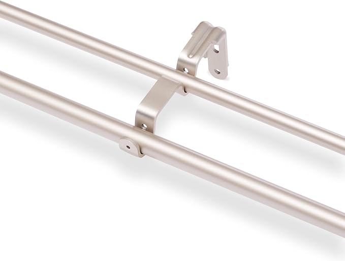 Amazon Basics Room Darkening Double Curtain Rod, 48" to 88", Nickel