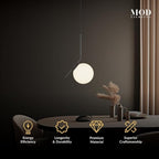 𝗠𝗢𝗗 𝗟𝗜𝗚𝗛𝗧𝗜𝗡𝗚 Jewels & Pearls | Modern Black Pendant Light Fixture, Hanging Globe Pendant Light for Kitchen Island Lighting, Dimmable LED Bulb Included, 1 Pack (Black | Warm White | L-Shape)