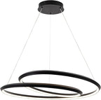 Pendant Light Fixtures with Irregular Ring, 31.49″Black Dining Room Light Fixture Dimmable Color 3000K-6500K, High Ceiling Chandelier Foyer Chandelier for Dining Room, Living Room, Bedroom