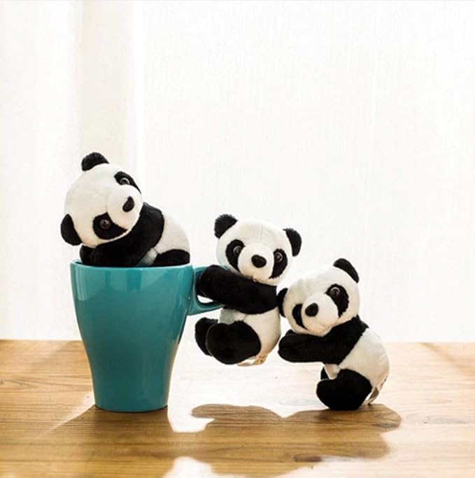 6Pcs Finger Panda Plush Panda Clips Curtain Holder Stand Note Clip Photo Holder Stand Chinese Style Souvenir Cute Panda Plush Toy Finger Kids Toy,Home Decoration Plant Pots Bonsai Craft Decor