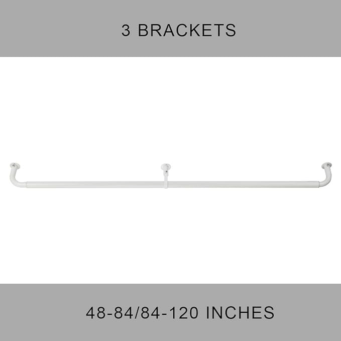 Room Darkening Curtain Rod, Wrap Around Design, Extra-Thick 1-Inch Diameter Single Drapery Rod, Extendable Metal Rod Set for the Blackout Curtains and Sheer (White, 48-84")