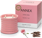 Scented Luxury Candles in Handmade Ceramic Jars, Soy Wax | Canal Rose – Rose Bud & Oud Scented, Large Candle | Non Toxic, 2 Wicks, Reusable Big Pink Jar | Natural Spring Aromatherapy for Women & Men