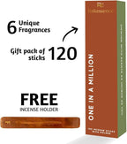 Folkulture Incense Stick with Holder | Set of 6 (120 Fall Insence-Sticks) with 45 Min Burn Time | Non Toxic Myrrh & Lavender Inscents-Stick | Organic Citrus Fall Scents, Vanilla Caramel Incienso