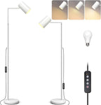 Stepless Dimmable Arc Floor Lamp for Living Room with Timer,Height Adjustable Modern Reading Standing Lamps for Living Room,Reading Room,Office,LED Bulb Included (White-DM)