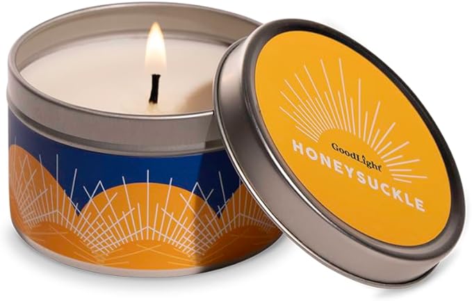 Paraffin-Free Scented Candle, Tin Candles, Birthday Gifts for Women & Men, 30-Hour Burn Time (Honeysuckle, 6 oz)