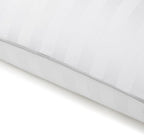 MARTHA STEWART Hotel Collection Meidum Soft Feather Down Pillows 100% Cotton 500 Thread Count Damask Stripe Embroidered, Queen Size Set of 2, White 2