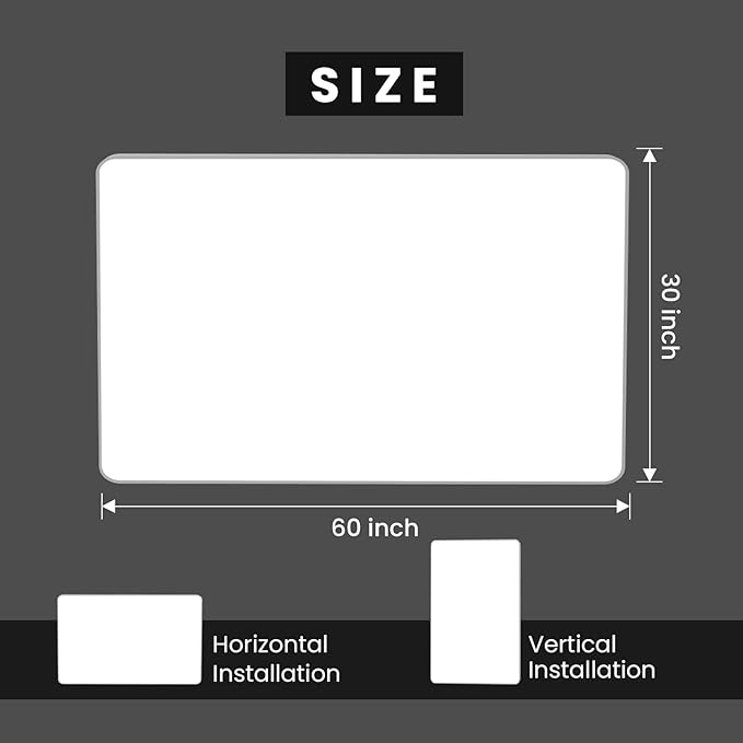 Brushed Nickel Bathroom Mirror 60x30 Inch, Brushed Silver Metal Frame Mirror Wall Mounted, Rounded Rectangle Bathroom Vanity Mirror, Tempered Glass, Anti-Rust, Horizontal/Vertical