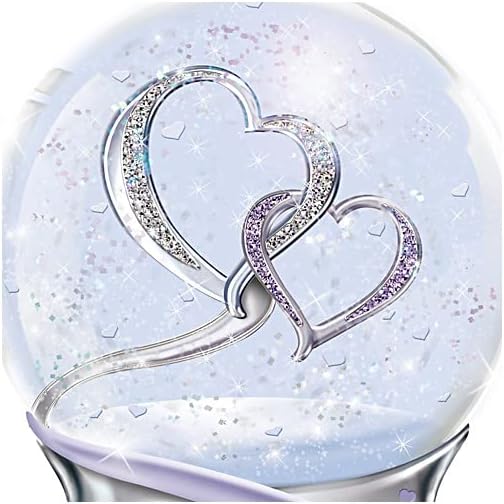 The Bradford Exchange Mother and Daughter Musical Glitter Globe, Swirling Hearts, Sentimental Message, Plays 'Always in My Heart'