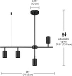 Globe Electric 64000048 4-Light Adjustable Height Geometrical Track Lighting, Matte Black, Ceiling Light, Track Light Heads, Pivot Shades, Track Lighting Kit, 4 Bulb Kitchen Light, GU10 Socket