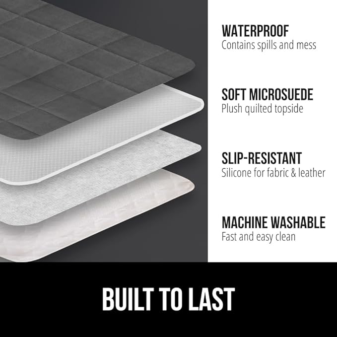 GORILLA GRIP Patented Waterproof Slip-Resistant 70” Sofa Protector Cover, for Leather or Fabric Couch Cushion, Large Microsuede Furniture Covers Dogs Pets Machine Washable Slipcover, Charcoal