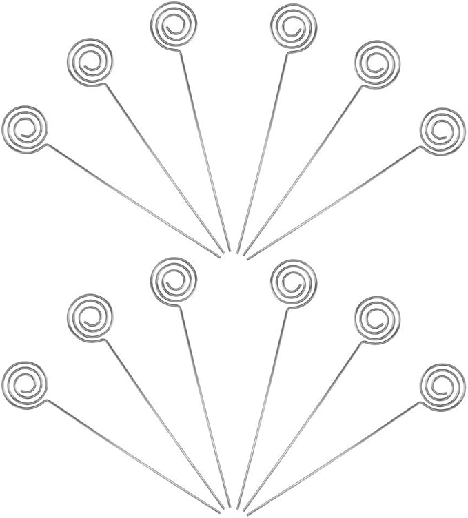 Ring Loop Round Shape Craft Wire Clip Table Card Holders Note Photo Picture Memo Holder for Party Birthday Office DIY Cake Topper Accessories Decoration,30 Pack Silver (Round Shape)