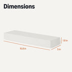 Amazon Basics Wood Floating Wall Shelves, Pack of 3, White, 15.8" x 5" x 1.8"