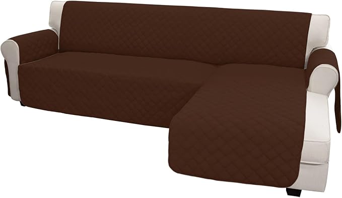 Easy-Going L Shape Sofa Cover Sectional Couch Cover Chaise Lounge Sofa Slipcover Furniture Protector Mat for Pets Dog Cat (Large, Coffee/Coffee)