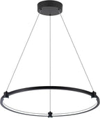 Modern Led Pendant Light Fixture Modern Led Chandelier Dimmable 23.6" Black 1 Circular Ring Hanging Pendant Lighting Fixture for Living Room Dining Room Kitchen Office Foyer 3000K 4000K 6000K