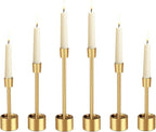 YUMORE 6 Packs Small Taper Candle Holders Candlestick Holder Stable Base Stand Holders for Dining Table Wedding Centerpiece (Gold)