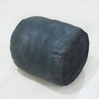 Round Shaped Goat Leather Handmade Eco-Friendly Gray Pouf - 18" x 18" x 18", Plain Solid, Recycled Cotton Filled Stuffed Leather Seating PF12