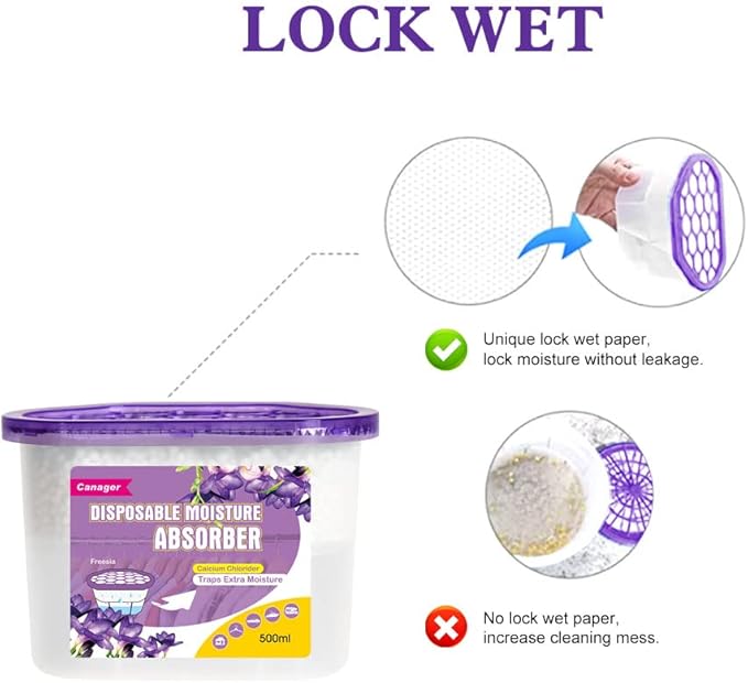 CANAGER Moisture Absorber Box-Odor Eliminator,Absorb Excess Moisture. Suitable for Wardrobe, Bedroom, Kitchen and Bathroom-6 Packs, Effectively Collect Water, Fresh Air,Freesia. Fuchsia