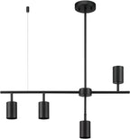 Globe Electric 64000048 4-Light Adjustable Height Geometrical Track Lighting, Matte Black, Ceiling Light, Track Light Heads, Pivot Shades, Track Lighting Kit, 4 Bulb Kitchen Light, GU10 Socket