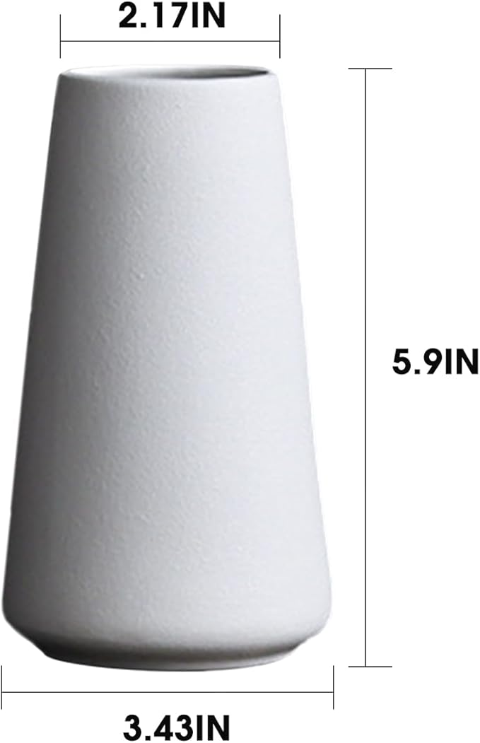 Modern White Small Ceramic Vase Set of 6 for Living Room Bedroom 5.9'' Minimalist Fresh Flower Vases for Home Decor Office Fireplace Centerpieces Nordic Style Gift for Fake Plant 6 Pack