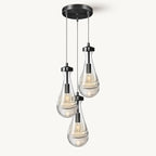 Raindrop Pendant Light Kitchen Island, 3 Lights Black Pendant Lights for Dining Room, 3-Light Bronze Pendant Lighting For Bedroom, Cluster Pendant Light for Bathroom, Livring Room Includes Bulb