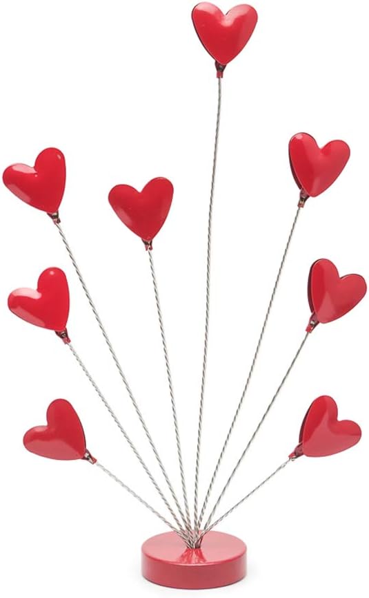 8-Branch Family Tree Picture Frame Holder, Card Photo Clips Holder Desk Stand for Memo Paper Note Photo Christmas Wedding Card Display (Red Heart)