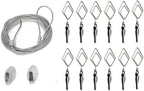 TFu Multi-Purpose Steel Wall Hanging Photo Display Cable Wire Rod with 12 Adjustable Clips for Hanging Photos Notes Postcard and Artworks (Rhombus)