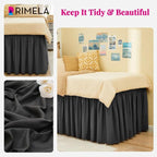 RIMELA Dark Grey Bed Skirt Twin 32 Inch Drop Silky Luxurious Fabric, Wrinkle and Fade Resistant with Adjustable Elastic Belt Easy to Install Machine Washable Dust Ruffles Bedskirt