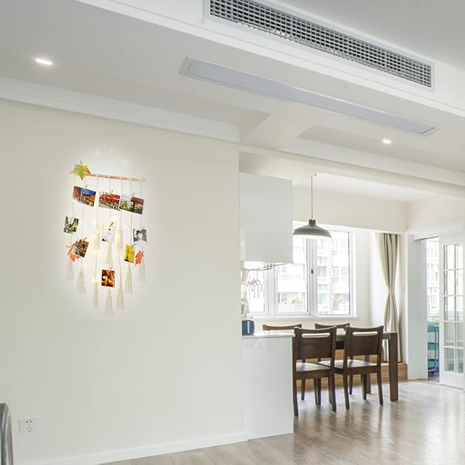 Homecor Boho Wall Hanging Photo Display Holder Set, with LED String Light, Wood Clips, Pictures Organizer, Macrame Wall Decor for Bedroom Teenage Teen Girl Gifts Ages 10 11 12 13 14 Years Old