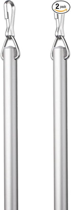 Curtain Wand - Aluminum Curtain and Drapery Pull Rod with Stainless Steel Hardware for Curtains, Draperies, and Room Divider Curtains - 48 Inches, Satin Nickel - Pack of 2