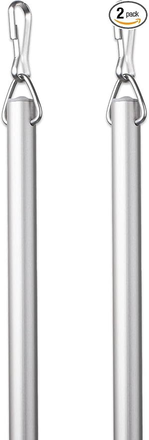 Curtain Wand - Aluminum Curtain and Drapery Pull Rod with Stainless Steel Hardware for Curtains, Draperies, and Room Divider Curtains - 48 Inches, Satin Nickel - Pack of 2