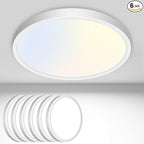 6PACK Flush Mount LED Ceiling Light Fixture White, 6.5Inch 12Watt, Dimmable & 3000K-4000K-6500K 3 Color Selectable Ceiling Lamp 1200LM Low Profile Ceiling Light for Kitchen Bedroom Hallway Porch