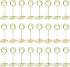 TecUnite 24 Pieces 3.35 Inch Table Number Holder Place Card Photo Holder Picture Name Menu Clips Memo Cards Stand for Wedding Reception Anniversary Birthday Party Centerpieces (Gold)