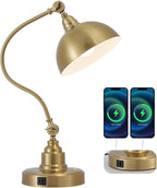 Vintage Brass Gold Desk Lamp Decorative Table Lamp for Home Office Living Room Bedroom Desk Light, Rustic Industrial Farmhouse Antique Library Study Desk Lamp E26 LED Bulb Included