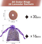 Pack of 30 Cedar Blocks and 16 Lavender Flower Sachets Craft Bag, Drawer Freshener, Linen, Shower Favor, Wedding and More, LV-E-LC-2