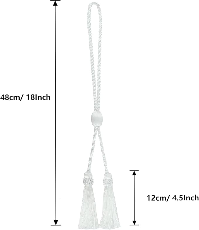 Curtain Tiebacks with Tassel,Modern Rope Window Curtain Ties Backs for Draperies, Outdoor Elegant Decorative Curtain Holdbacks 4 Pack