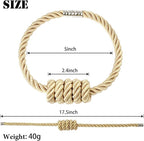 Fenghuangwu 4Pack Magnetic Curtain Tiebacks – Bohemian Style Handmade Woven Tie-Backs for Drapes,Elegant Exquisite Knot Holdbacks,Outdoor Boho & Modern Home Decor（Gold