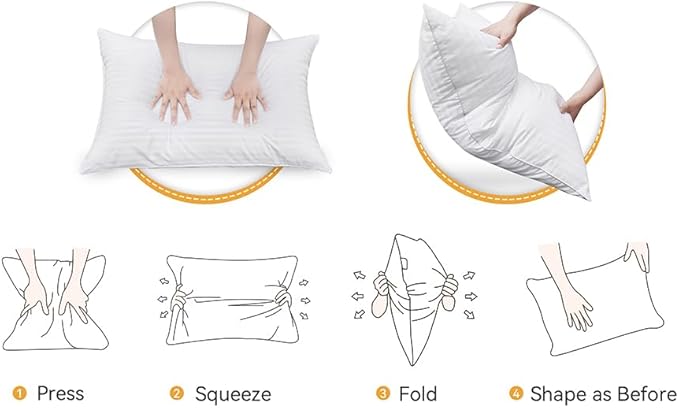 Oubonun Queen Size Pillows Set of 2 - Fluffy & Supportive Down Alternative Pillows with Zippered Cotton Cover - Breathable and Cool for All Sleeping Positions - Machine Washable - 20"x30"