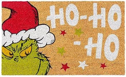 Gertmenian Disney Mickey Mouse Doormat Rug Retro Front Door Coir Mat Welcome Home Indoor Outdoor Entryway Carpet, 2-Pack 20x34, The Grinch Ho Ho Ho/Santa