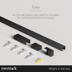 Curtain Track - Ceiling Mounted Curtain Rail for Curtains, Drapes, and Room Dividers - USA Made - Mini (4 Feet), Jet Black