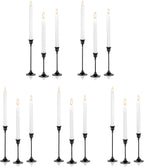 Nuptio Black Candle Holder Candlestick Holders 15 Pcs Candle Sticks Holder Metal Tapered Candle Holder, Taper Candle Holders for Wedding Christmas Party Celebration Mantel Dinner Home Decoration